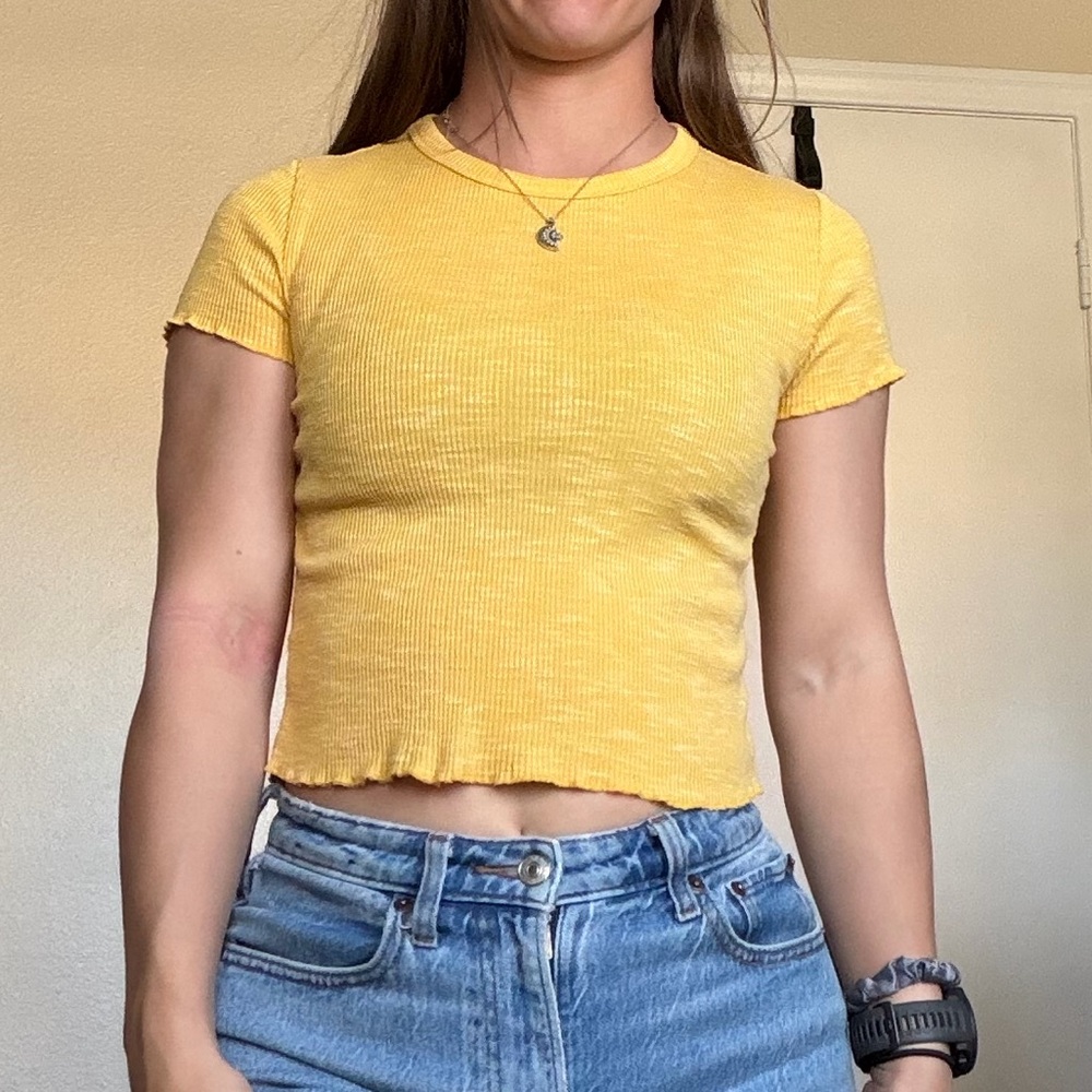 Forever 21 Yellow Ribbed Crop Top